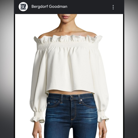 Ivory ruffled shirt. Off shoulder or on. - Picture 1 of 3
